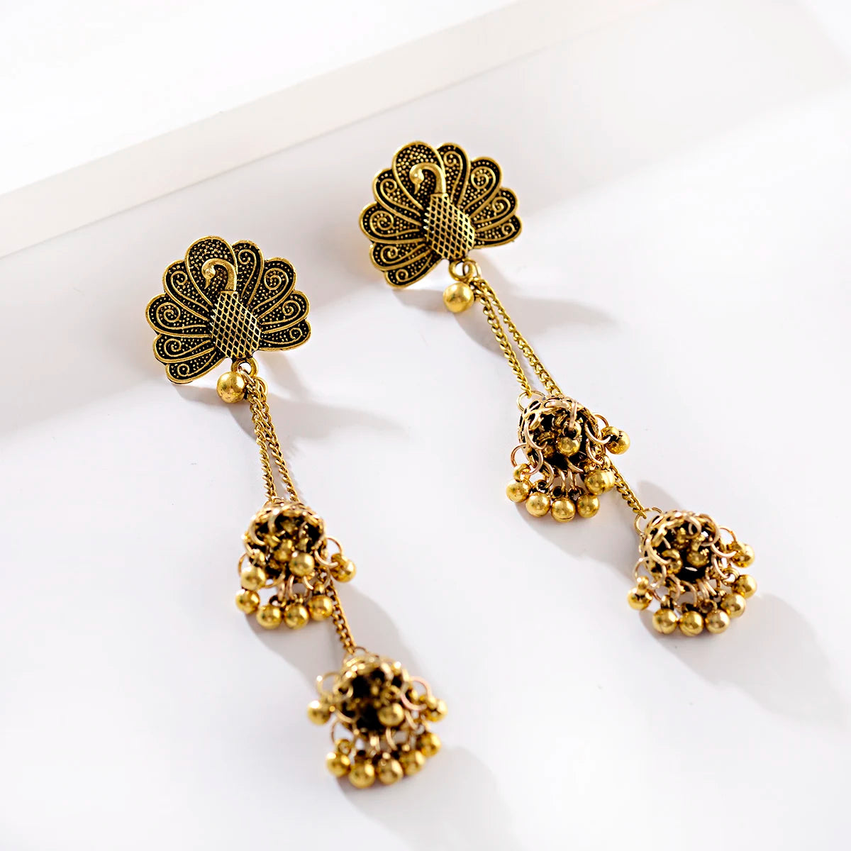 2023 New Indian Jhumka Earrings Retro Jewelry For Women Boho Ethnic Vintage Golden Long Tassel Drop Round Beaded Earrins Jewelry Novo Fusion - Chic Essentials for Life's Canvas