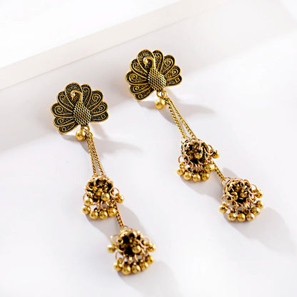 2023 New Indian Jhumka Earrings Retro Jewelry For Women Boho Ethnic Vintage Golden Long Tassel Drop Round Beaded Earrins Jewelry Novo Fusion - Chic Essentials for Life's Canvas