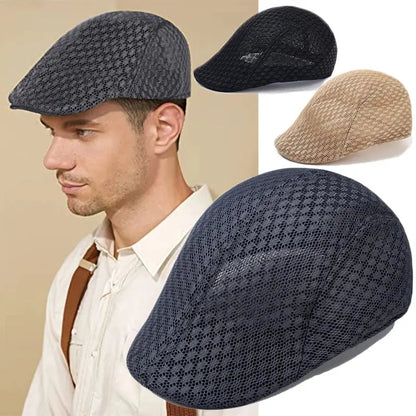 Breathable Mesh Hollow Berets Hat For Men Convenient Spring Summer Beret Quick-drying  Cap Retro Sun Hats Painter Caps - Novo Fusion