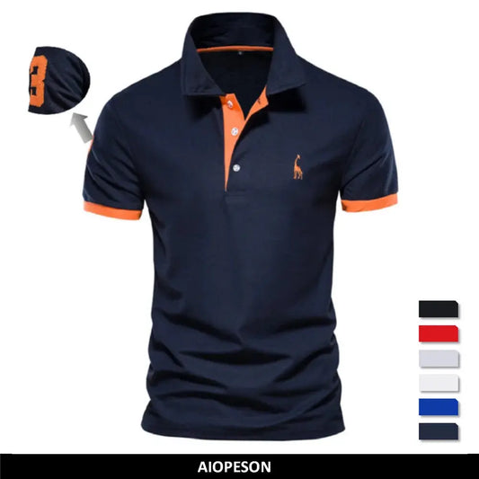 AIOPESON Embroidery 35% Cotton Polo Shirts for Men Casual Solid Color Slim Fit Mens Polos New Summer Fashion Brand Men Clothing - Novo Fusion