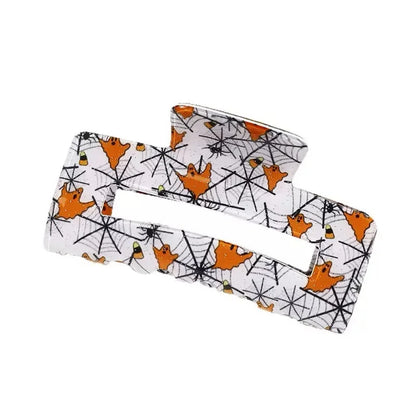 Halloween Theme Hair Claws - With Ghost/Pumpkin/Bat Patterns, Perfect For Holiday Party Costumes, Fashion Accessories For Women And Girls