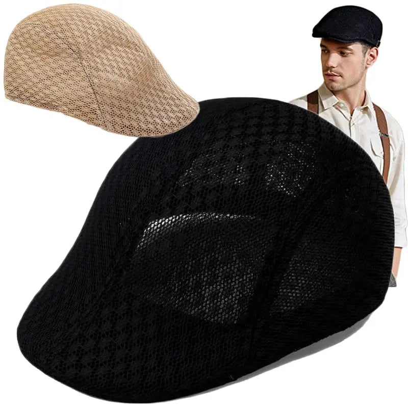Breathable Mesh Hollow Berets Hat For Men Convenient Spring Summer Beret Quick-drying  Cap Retro Sun Hats Painter Caps - Novo Fusion