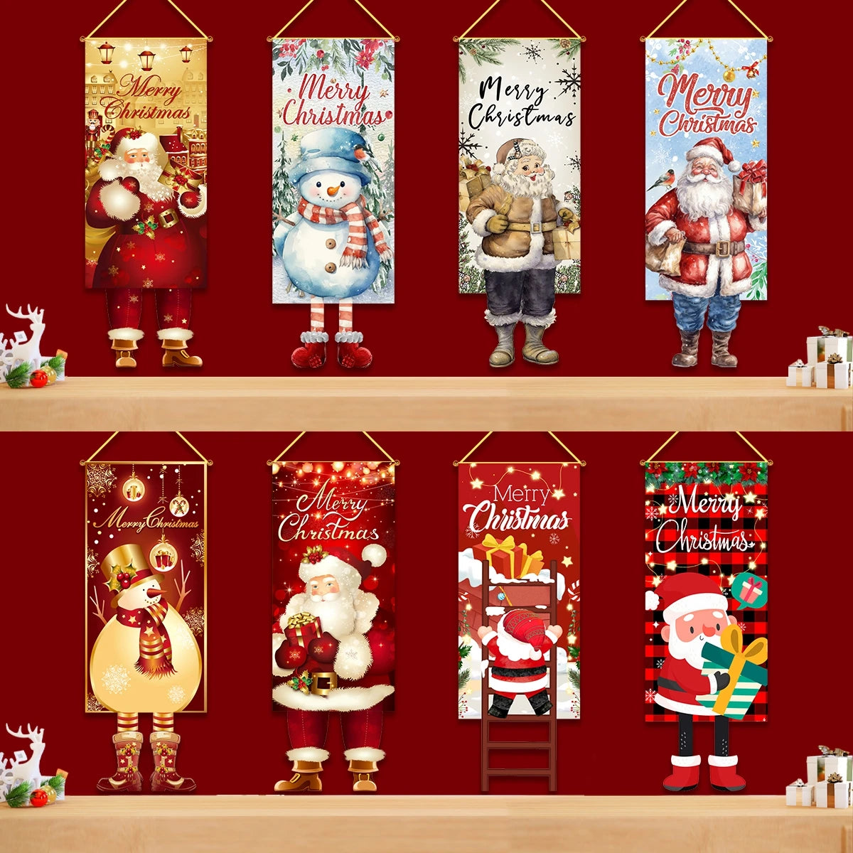 Santa Claus Hanging Flag Merry Christmas Decorations For Home 2024 Christmas Ornaments Navidad Natal Xmas New Year Gifts 2025 - Novo Fusion