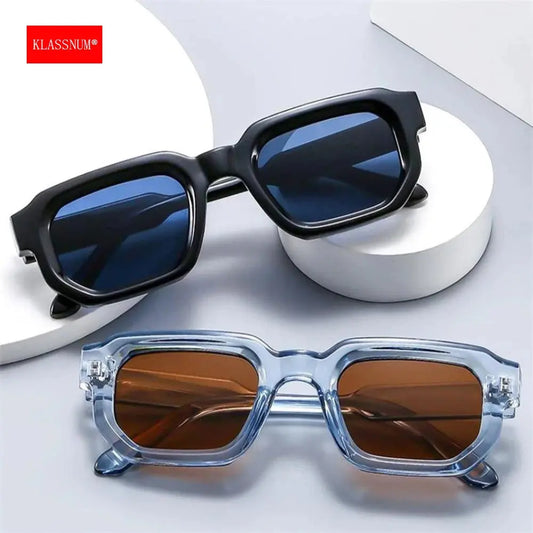 KLASSNUM Men Vintage Rectangle Frame Sunglasses Fashion Retro Sun Glasses Luxury Brand Design UV400 Shades Eyewear Women Goggles - Novo Fusion