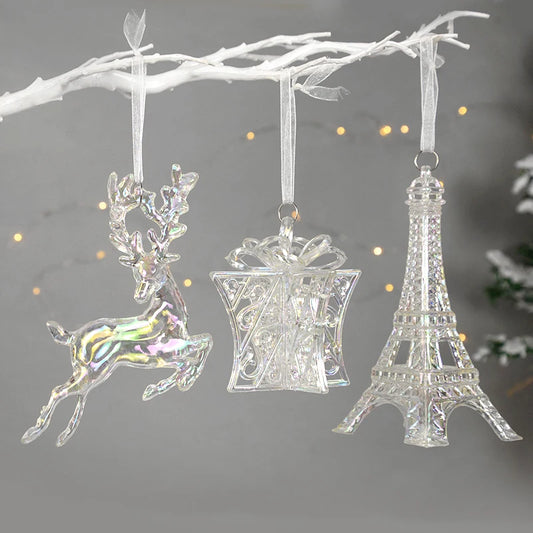 Acrylic Christmas Tree Hanging Ornaments Elk Angel Doll Bell Pendant 2023 Merry Christmas Decoration for Home Xmas New Year 2024 - Novo Fusion
