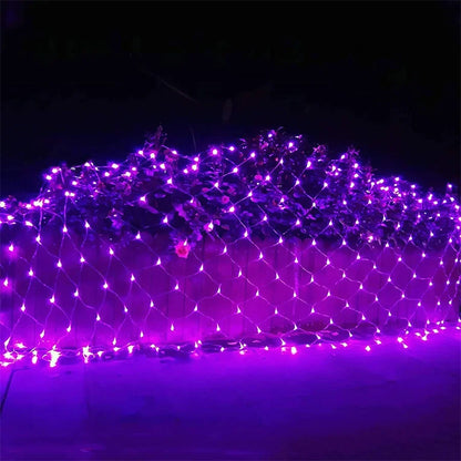 Halloween purple LED Net Mesh Fairy String Light Garland Window Curtain Christmas Fairy Light Wedding Party Garland Light - Novo Fusion