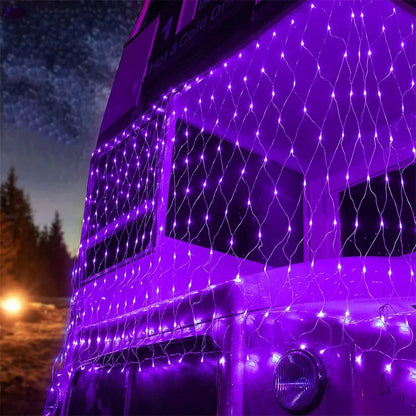 Halloween purple LED Net Mesh Fairy String Light Garland Window Curtain Christmas Fairy Light Wedding Party Garland Light - Novo Fusion