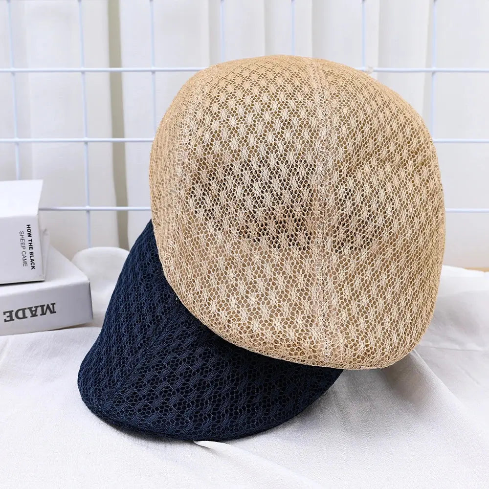 Breathable Mesh Hollow Berets Hat For Men Convenient Spring Summer Beret Quick-drying  Cap Retro Sun Hats Painter Caps - Novo Fusion