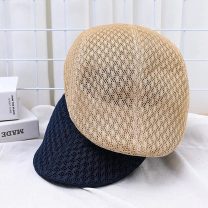 Breathable Mesh Hollow Berets Hat For Men Convenient Spring Summer Beret Quick-drying  Cap Retro Sun Hats Painter Caps - Novo Fusion
