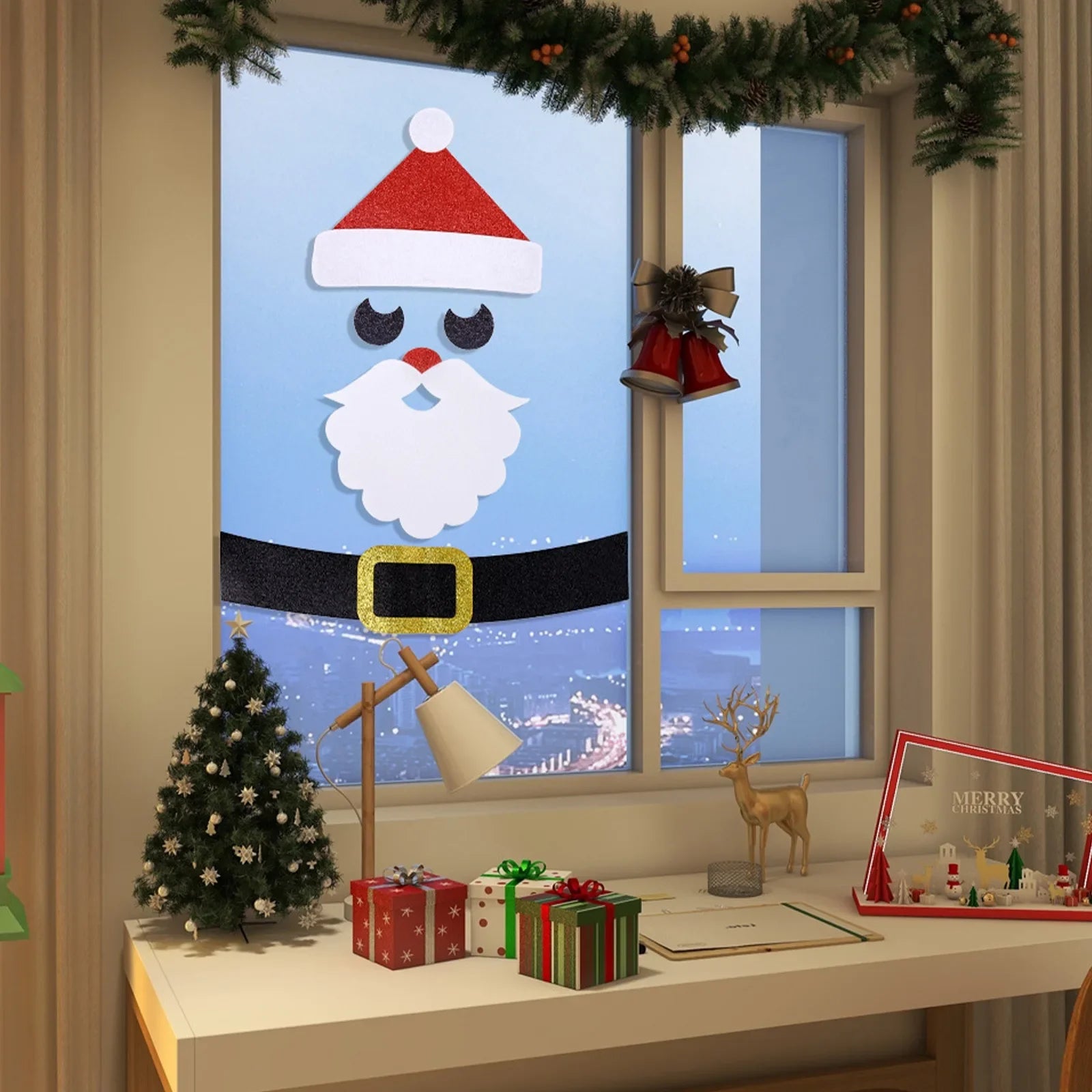 Christmas Door Window Stickers Felt Cloth Snowman Santa Claus Elk Wall Sticker Christmas Home Decoration Happy New Year 2024 - Novo Fusion