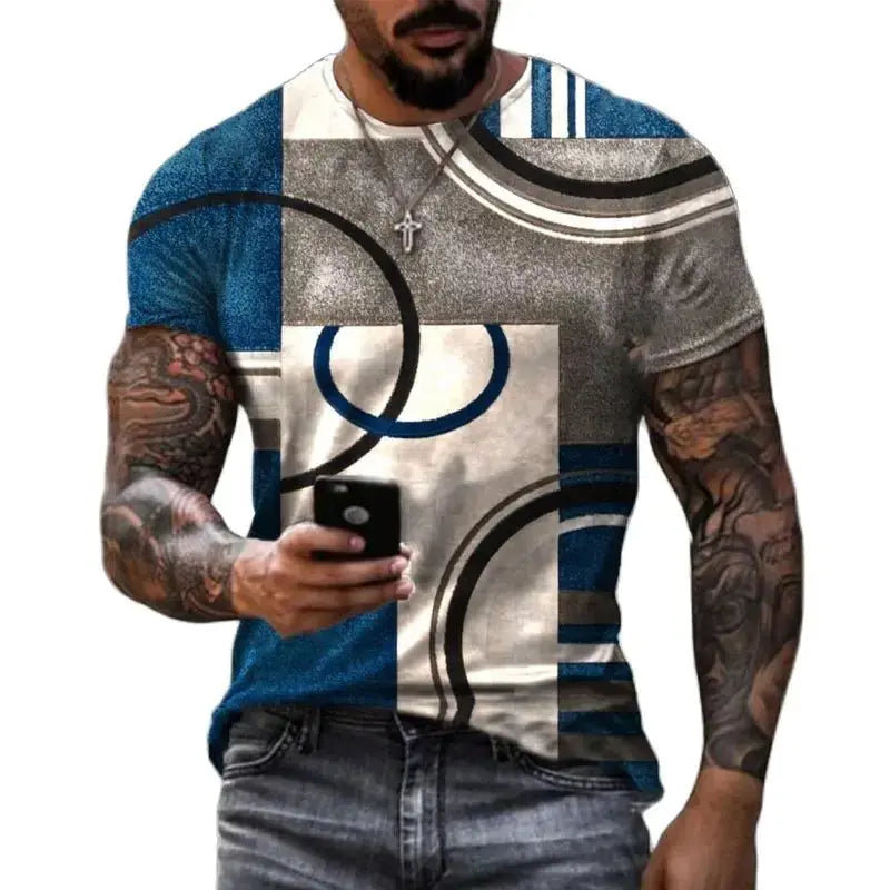 Casual Fashion 3D Printed Summer Short-sleeved Irregular Graffiti Men's T-shirts Round Neck Loose Tops Tees Men Clothing 5XL - Novo Fusion