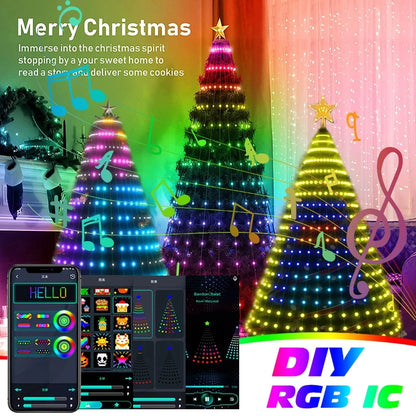 Christmas Tree Lights Application DIY Lmage LED RGB IC String Light Bluetooth Control LED Christmas Decorations 2024 - Novo Fusion