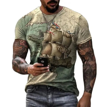 Casual Fashion 3D Printed Summer Short-sleeved Irregular Graffiti Men's T-shirts Round Neck Loose Tops Tees Men Clothing 5XL - Novo Fusion