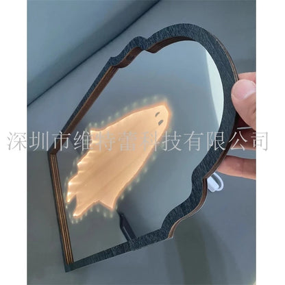 Halloween Ghost Hologram Mirror Scary Illusion LED Wall Decoration Haunted House Spooky Prank Ornament