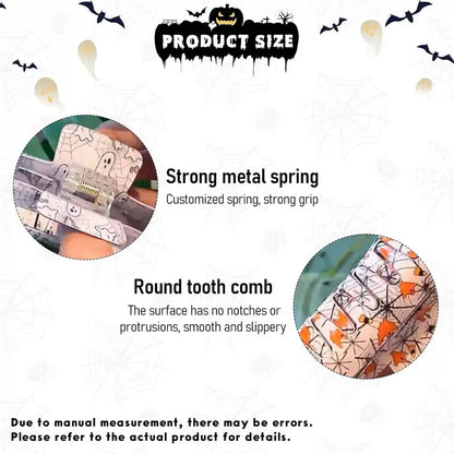 Halloween Theme Hair Claws - With Ghost/Pumpkin/Bat Patterns, Perfect For Holiday Party Costumes, Fashion Accessories For Women And Girls