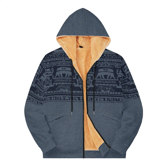 Thick Men's Wool Jacket with Hoodie, Warm and Casual Winter Pullover Coat with Zippered Pockets - Novo Fusion