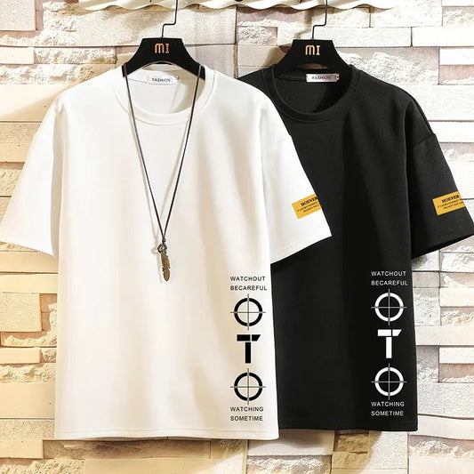 Short Sleeve T Shirt Men'S For 2023 Summer Print Black White Tshirt Top Tees Brand Fashion Clothes Plus Size M-5XL O NECK - Novo Fusion