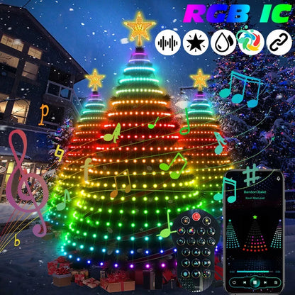 Christmas Tree Lights Application DIY Lmage LED RGB IC String Light Bluetooth Control LED Christmas Decorations 2024 - Novo Fusion