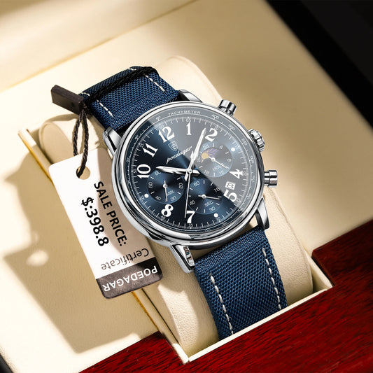 POEDAGAR Luxury Military Sports Watch for Man Waterproof Luminous Chronograph Date Men's Watches Quartz Nylon Leather Men Clock - Novo Fusion