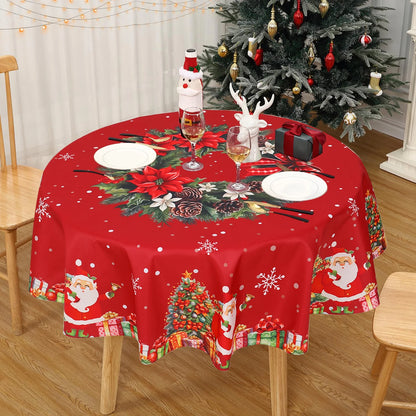 Christmas Round TableCloth Merry Christmas Decorations for Home 2024 Xmas Table Cloth Decor Navidad Navidad Notal New Year 2025 - Novo Fusion