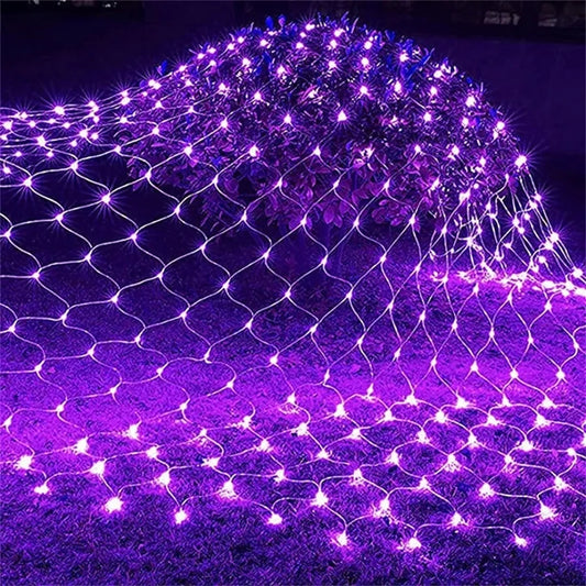 Halloween purple LED Net Mesh Fairy String Light Garland Window Curtain Christmas Fairy Light Wedding Party Garland Light - Novo Fusion