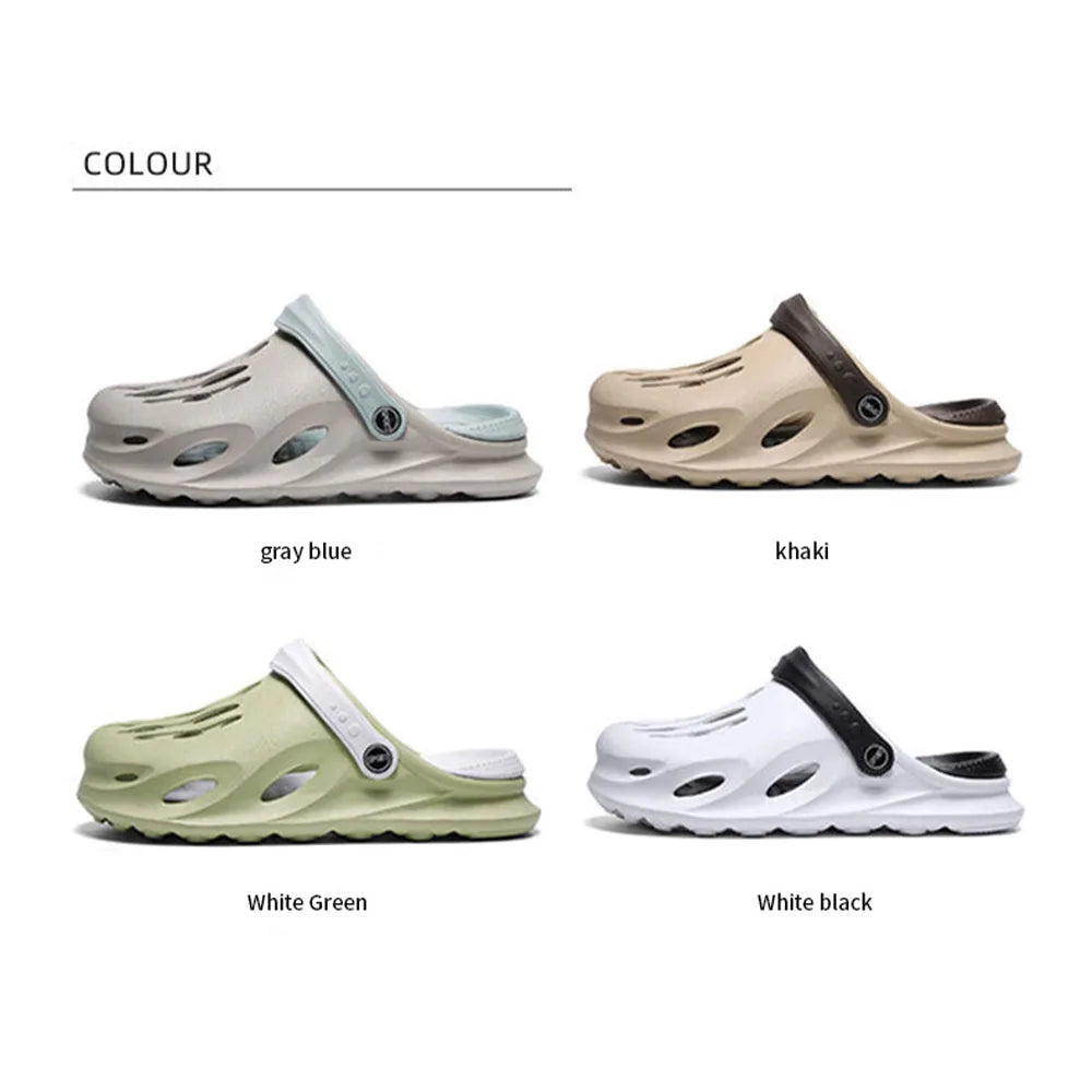 Summer Men's Sandals Clogs Thick Sole Slipper Waterproof Anti-Slip Sandals Flip Flops Non-slip Soft EVA Hole Shoes - Novo Fusion