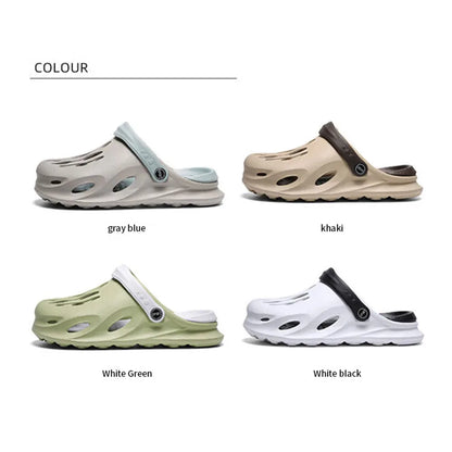 Summer Men's Sandals Clogs Thick Sole Slipper Waterproof Anti-Slip Sandals Flip Flops Non-slip Soft EVA Hole Shoes - Novo Fusion