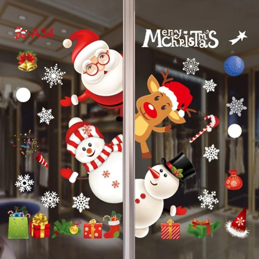Christmas Wall Window Stickers Marry Christmas Decoration For Home 2024 Christmas Ornaments Xmas Tree Navidad Gift New Year 2025 - Novo Fusion