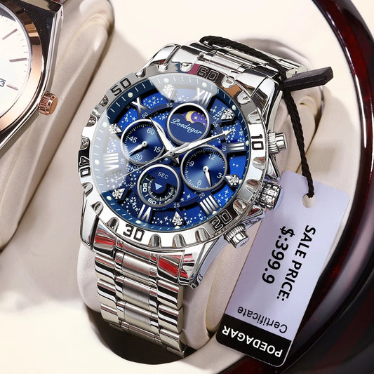 POEDAGAR Luxury Watch for Man Quartz Sports Men Watch Waterproof Luminous Stainless Steel Chronograph Men's Watches Clock Reloj - Novo Fusion