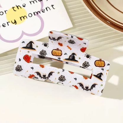 Halloween Theme Hair Claws - With Ghost/Pumpkin/Bat Patterns, Perfect For Holiday Party Costumes, Fashion Accessories For Women And Girls