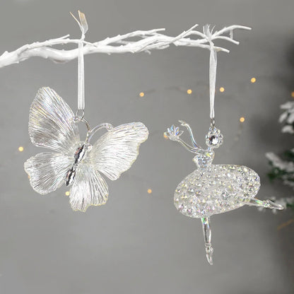 Acrylic Christmas Tree Hanging Ornaments Elk Angel Doll Bell Pendant 2023 Merry Christmas Decoration for Home Xmas New Year 2024 - Novo Fusion