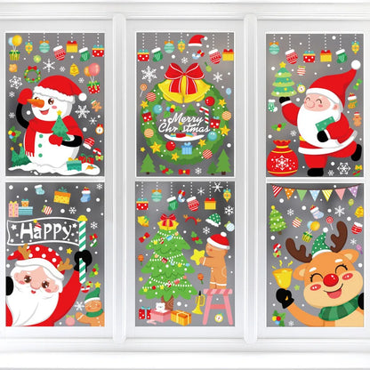 Christmas Window Stickers Santa Claus Snowflake DIY Wall Decal 2023 Christmas Decorations For Home New Year Ornaments Gift 2024 - Novo Fusion