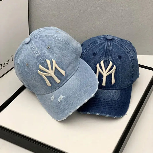 2023 New Luxury Brand MY Embroidered Washed Denim Baseball Cap for Men High Quality Black Vintage Y2k Dad Hats Gorras Hombre - Novo Fusion