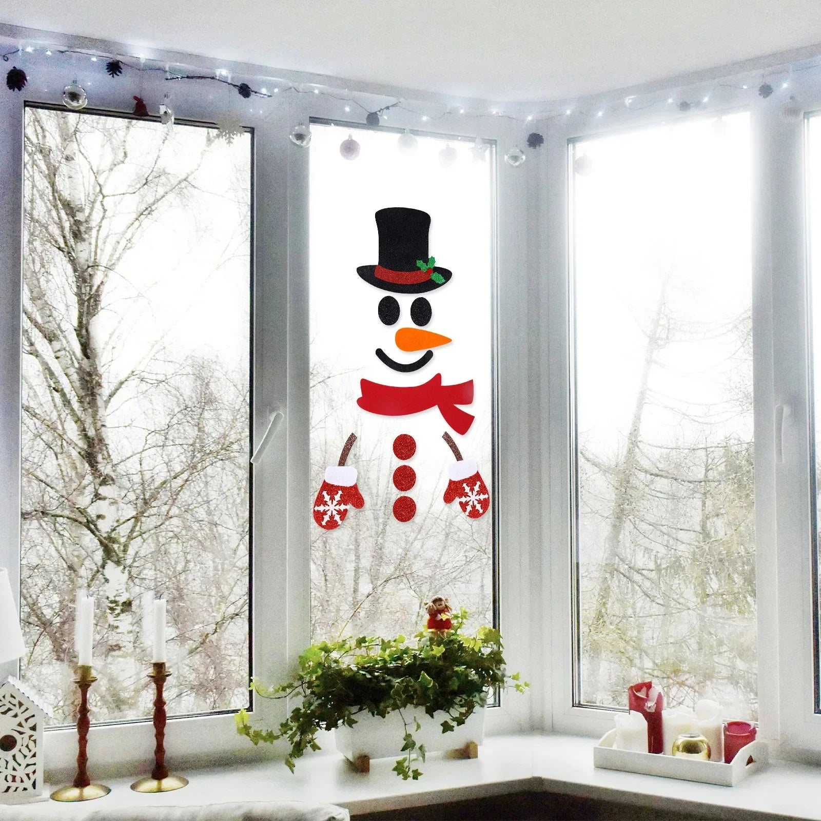 Christmas Door Window Stickers Felt Cloth Snowman Santa Claus Elk Wall Sticker Christmas Home Decoration Happy New Year 2024 - Novo Fusion