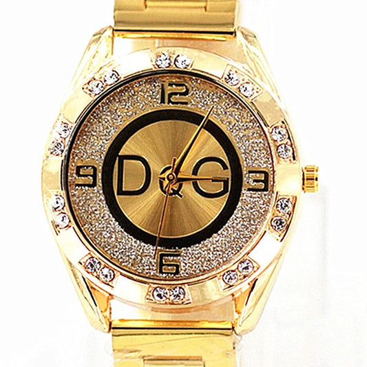 2024 Fashion Luxury Watch DQG Crystal Quartz Female Watch Gold Silver Stainless Steel Ladies Dress Watch  Zegarek Damski - Novo Fusion