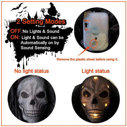 Halloween Hanging Decoration Scary Horror Atmosphere Motion Sound Activated Luminous Mask Haunted House Yard House Flying Props