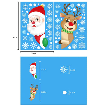 Christmas Window Stickers Santa Claus Snowflake DIY Wall Decal 2023 Christmas Decorations For Home New Year Ornaments Gift 2024 - Novo Fusion