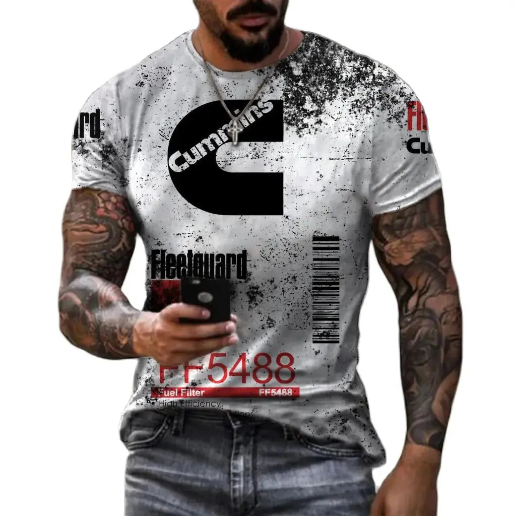 Casual Fashion 3D Printed Summer Short-sleeved Irregular Graffiti Men's T-shirts Round Neck Loose Tops Tees Men Clothing 5XL - Novo Fusion