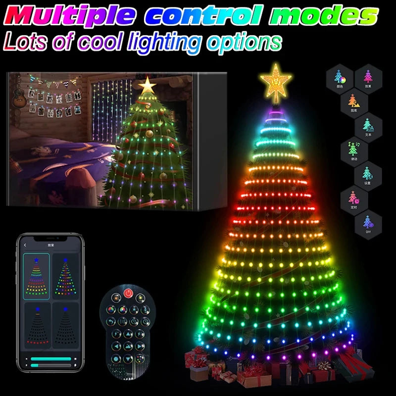 Christmas Tree Lights Application DIY Lmage LED RGB IC String Light Bluetooth Control LED Christmas Decorations 2024 - Novo Fusion