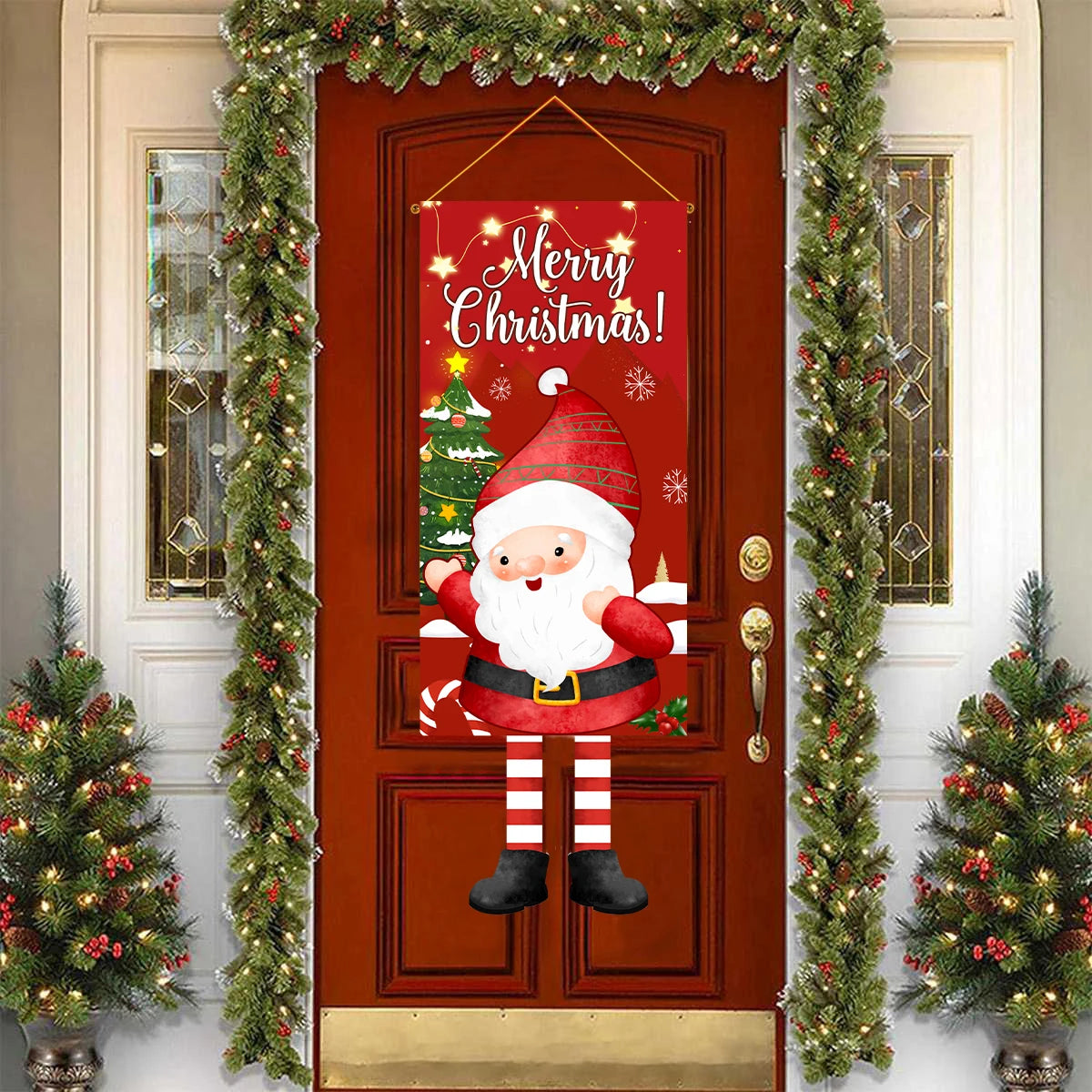 Christmas Hanging Flag Decoration Merry Cristmas Decor for Home 2024 Hanging Flag Xmas Ornament Navidad Natal New Year Gift 2025 - Novo Fusion