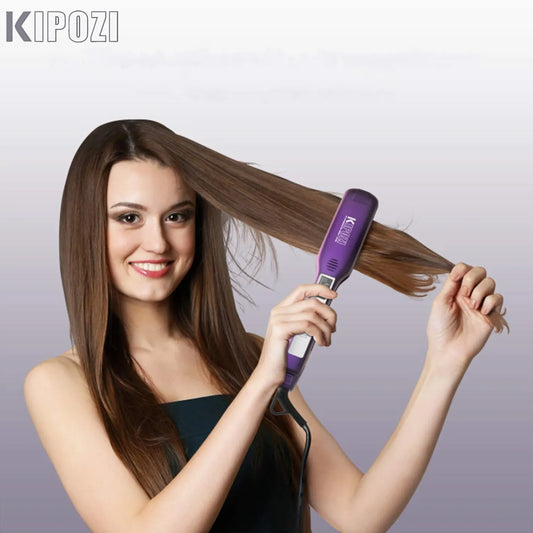 KIPOZI Professional Titanium Flat Iron Hair Straightener with Digital LCD Display Dual Voltage Instant Heating Curling Iron - Novo Fusion