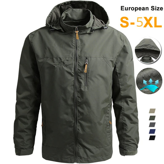 Windbreaker Men Tactical Jacket Waterproof Outdoor Hooded Coat Sports Military European Size S-5XL Field Climbing Thin Outwear - Novo Fusion