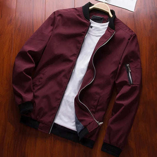 Men Bomber Jacket Thin Slim Long Sleeve baseball Jackets Mens Windbreaker Zipper Windbreaker Jacket Male Outwear Brand Clothing - Novo Fusion