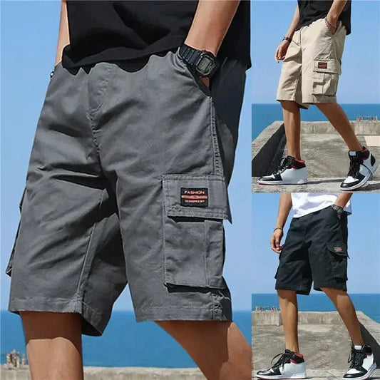 Men Trend Cargo Shorts Men's Letter Print Pocket Shorts Summer New Fashion Casual Straight Shorts Male ropa hombre - Novo Fusion