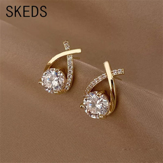 SKEDS Fashion Cross Stud Earrings For Women Girls Korean Style Elegant Crystal Jewelry Ear Rings Fishtail Lady Earrings Gift - Novo Fusion