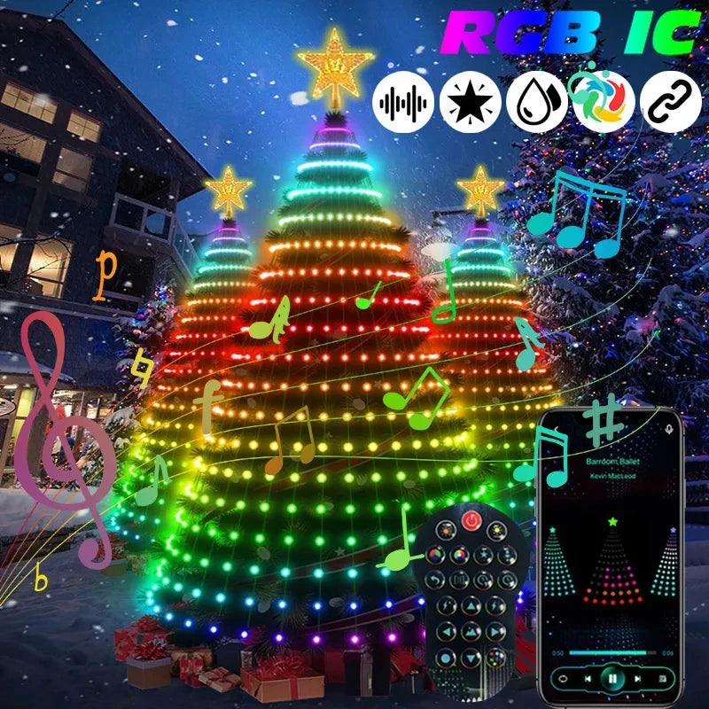 Christmas Tree Lights Application DIY Lmage LED RGB IC String Light Bluetooth Control LED Christmas Decorations 2024 - Novo Fusion