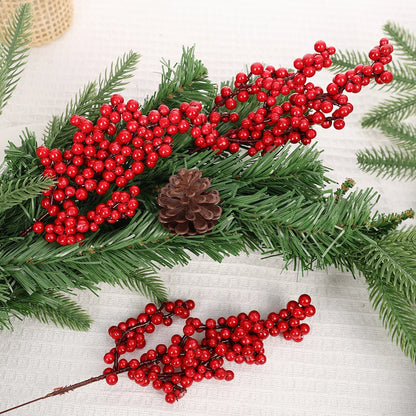 Artificial Red Berry Flowers Bouquet Fake Plant for Home Vase Decor Xmas Tree Ornaments New Year 2024 Party Christmas Decoration - Novo Fusion