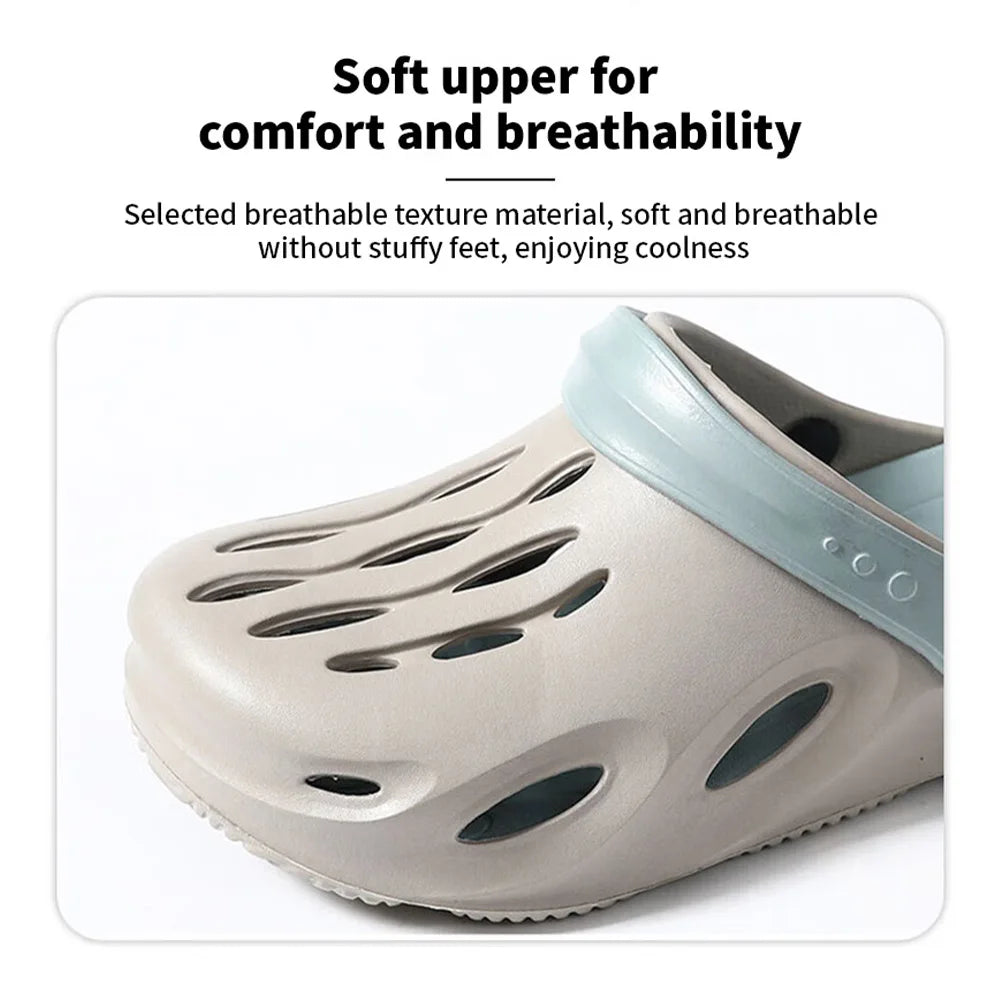 Summer Men's Sandals Clogs Thick Sole Slipper Waterproof Anti-Slip Sandals Flip Flops Non-slip Soft EVA Hole Shoes - Novo Fusion