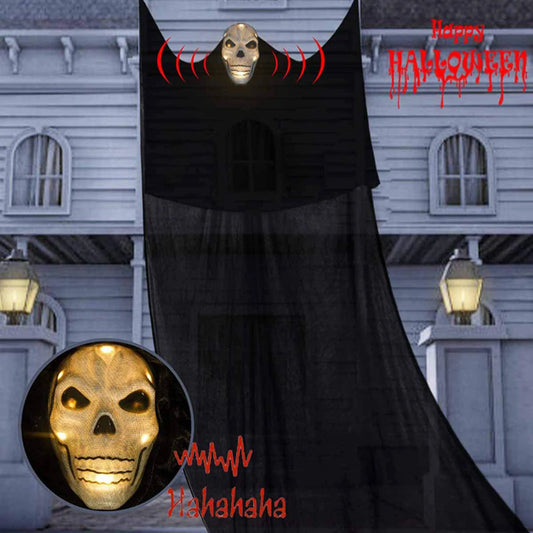 Halloween Hanging Decoration Scary Horror Atmosphere Motion Sound Activated Luminous Mask Haunted House Yard House Flying Props