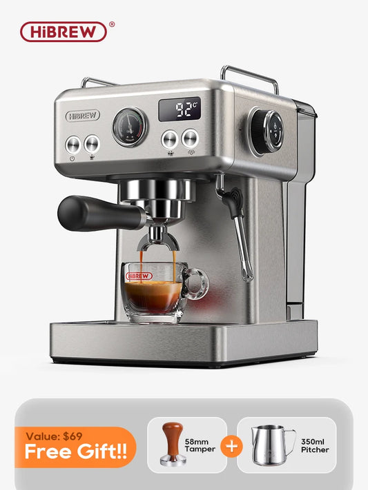 HiBREW 20Bar Semi Automatic Espresso Coffee Machine Temperature Adjustable 58mm Portafilter Cold/Hot Coffee Maker Metal CaseH10A - Novo Fusion